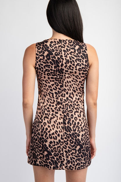 Leopard Boat Neck Dress