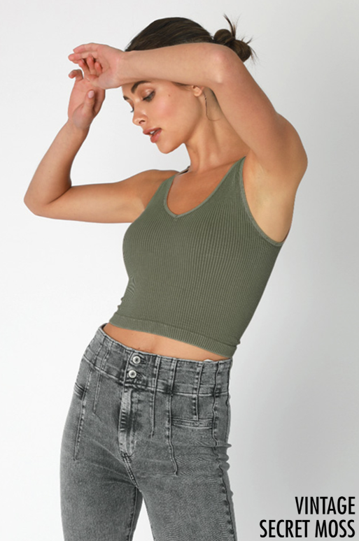 Vintage V Neck Crop Top